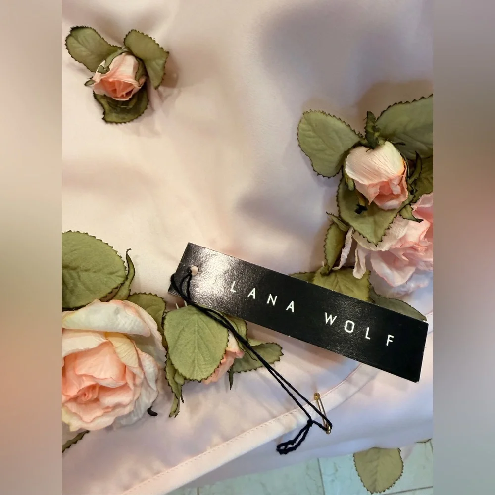 Ilana Wolf NWT Pink Satin Evening Wrap w/ Silk Flower Embellishment. Gorgeous! - Picture 13 of 16